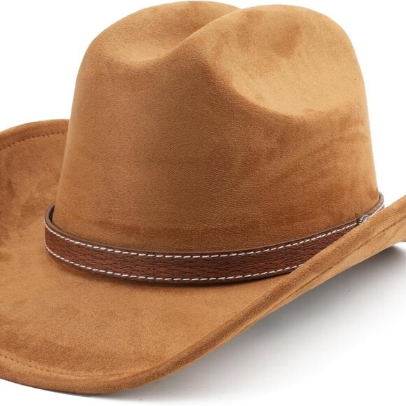 Accessories - Western Cowboy Hat for Women Men Small Short Wide Brim Beach Cowgirls Cattleman